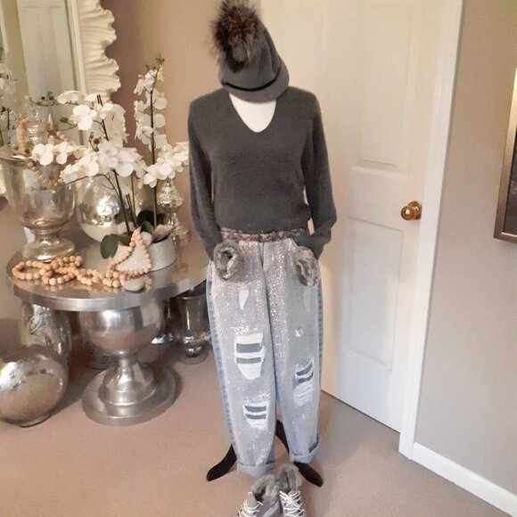 EUC Rosanna grey wool & angora blend faux fur sweater, S - Picture 2 of 4